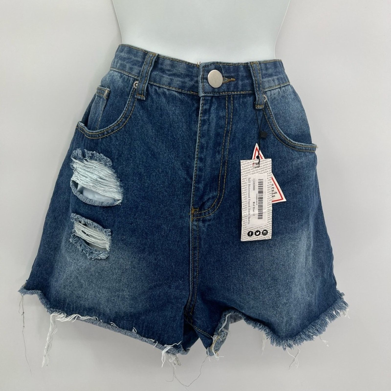Boohoo BOOHOO TALL DISTRESSED FRAYED JEAN SHORTS SZ 8 NWT Size 30" / US 8 / IT 44 - 2 Thumbnail