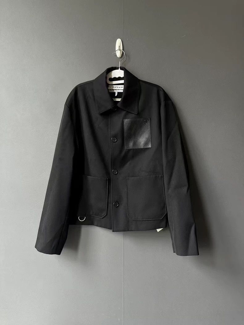 Loewe LOEWE Black leather card wool jacket Size M / US 6-8 / IT 42-44 - 1 Thumbnail
