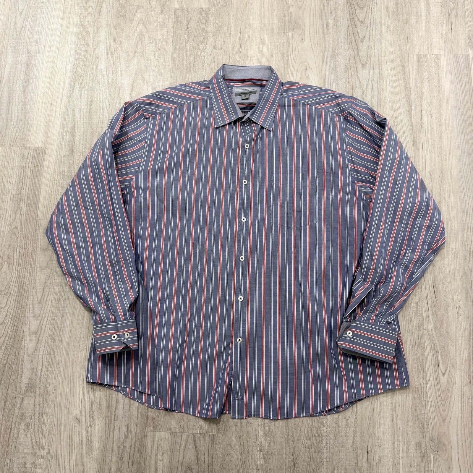 Johnston & Murphy Johnston & Murphy Button Shirt Men's 2XL Blue Red Striped Size US XXL / EU 58 / 5 - 1 Thumbnail
