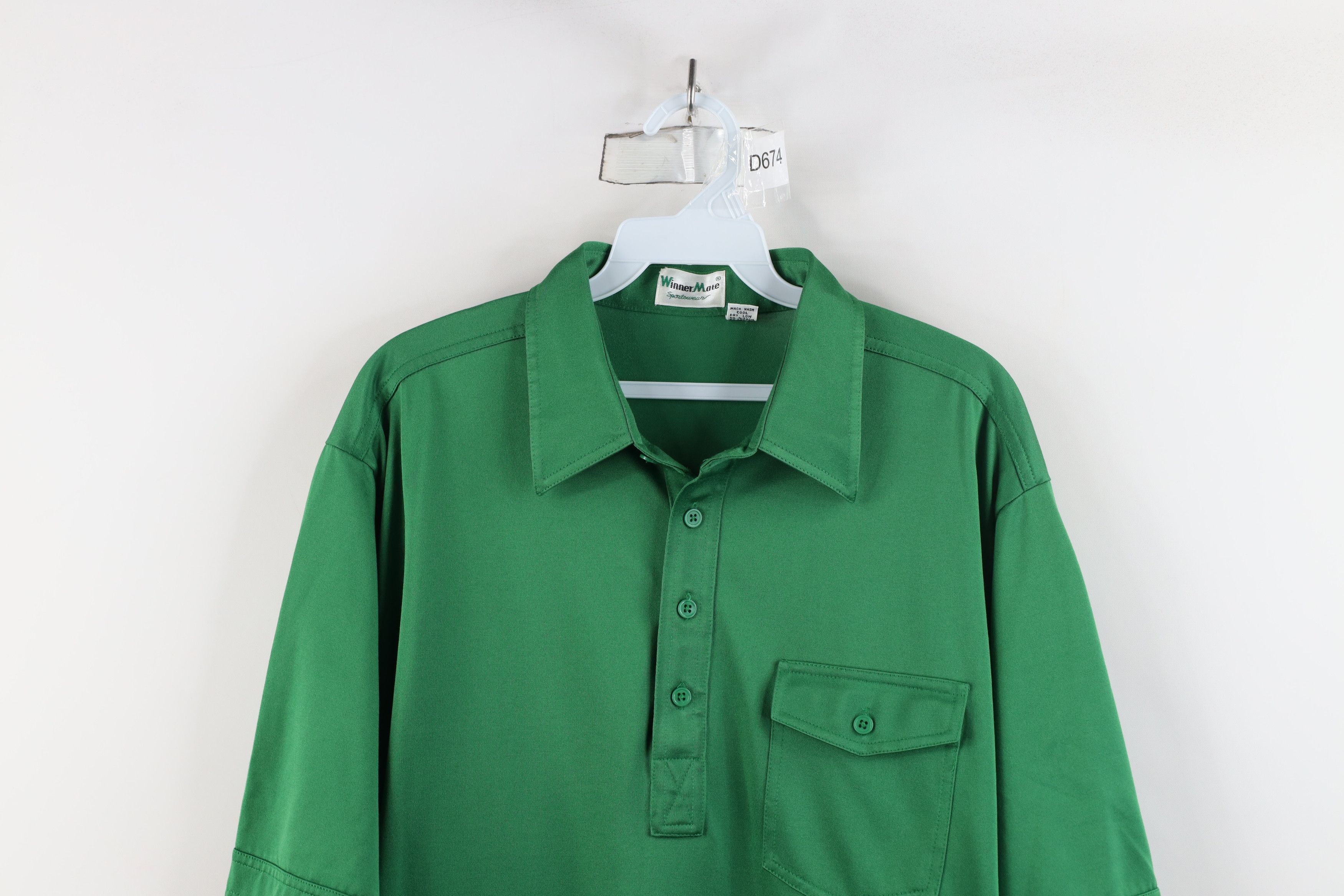 Vintage Vintage 70s Streetwear Collared Polo Shirt Masters Green Size US XL / EU 56 / 4 - 2 Thumbnail