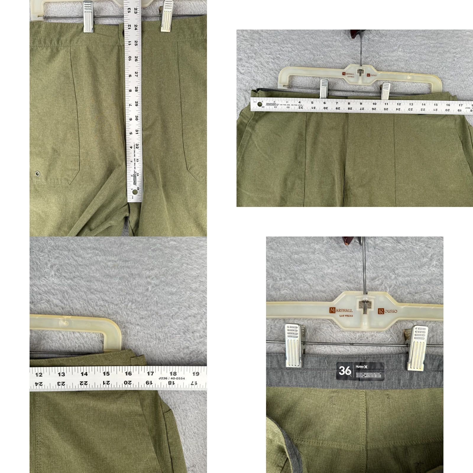 Hurley Hurley Mens Shorts 36 Green Phantom Chino Rip-Stop Polyester Blend 38x7 Casual Pocket Logo Size US 36 / EU 52 - 8 Thumbnail