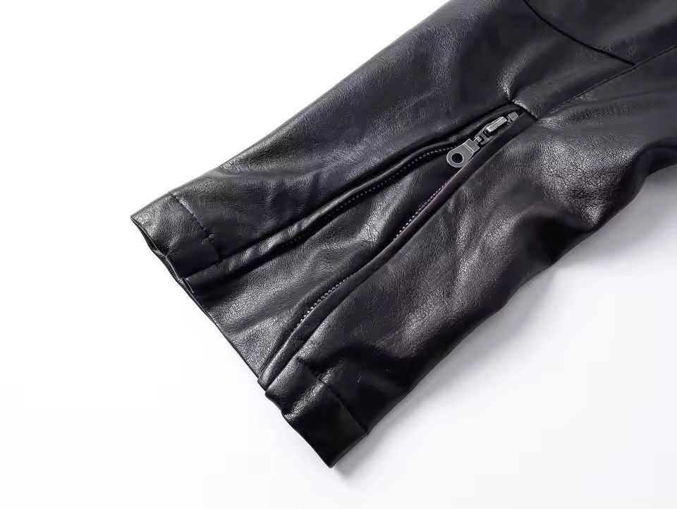 Leather Motorcycle PU Leather Zipper Cropped Jacket Size US L / EU 52-54 / 3 - 3 Thumbnail