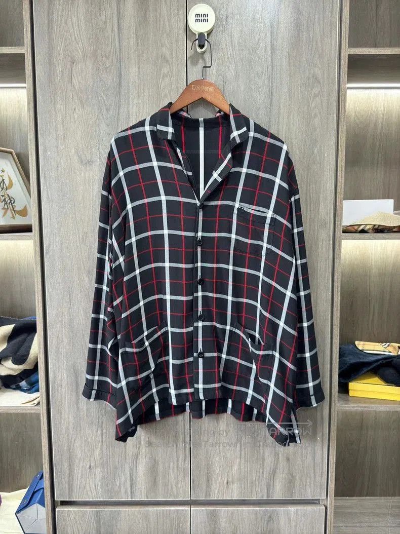 Balenciaga Balenciaga Double B Embroidered Plaid Shirt. Size US XL / EU 56 / 4 - 1 Thumbnail