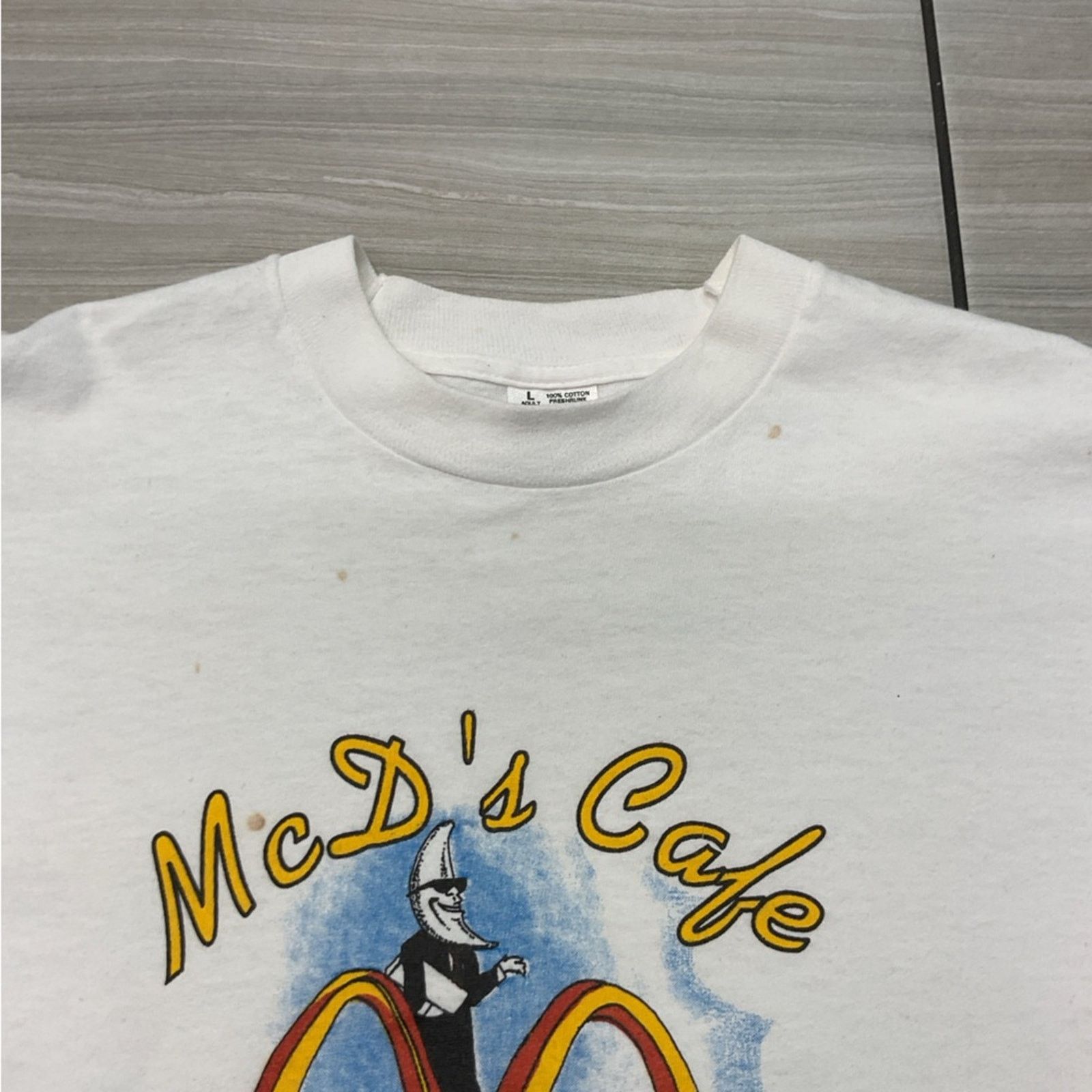 Fruit Of The Loom Vintage 90’s McDonald’s Café Restaurant Promo T-Shirt Size US L / EU 52-54 / 3 - 4 Thumbnail