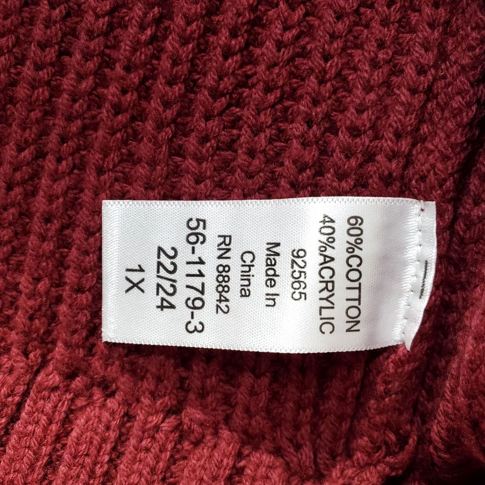 Vintage Woman Within Sweater Womens 1X Burgundy Knit Short Sleeve Crew Neck Pullover Size XL / US 12-14 / IT 48-50 - 6 Thumbnail