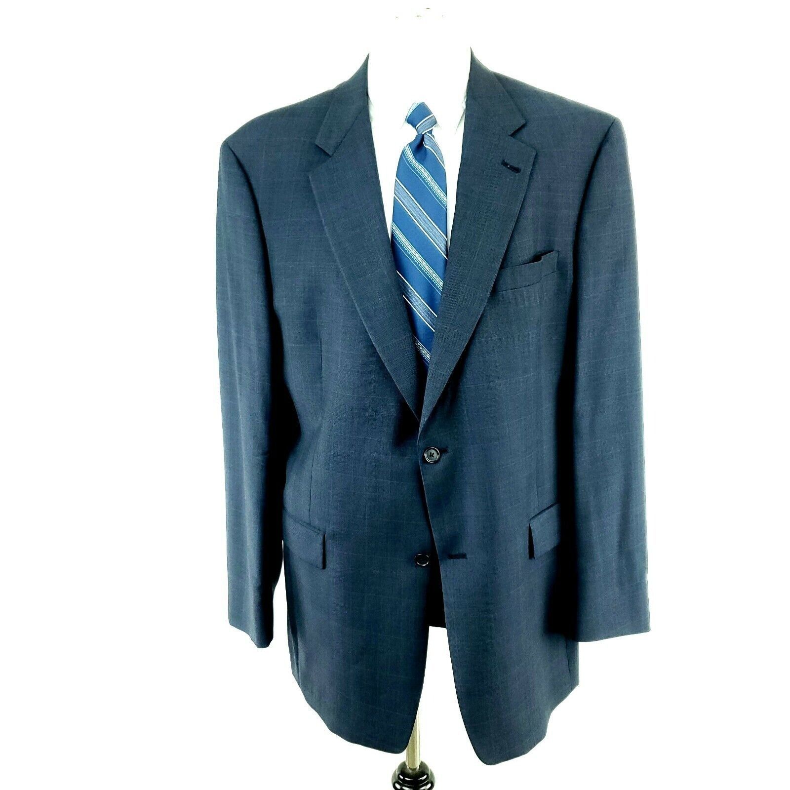 Hart Schaffner Marx Hart Schaffner Marx 42L 2 Button Glen Check Blue Wool Blazer Size 42L - 3 Thumbnail