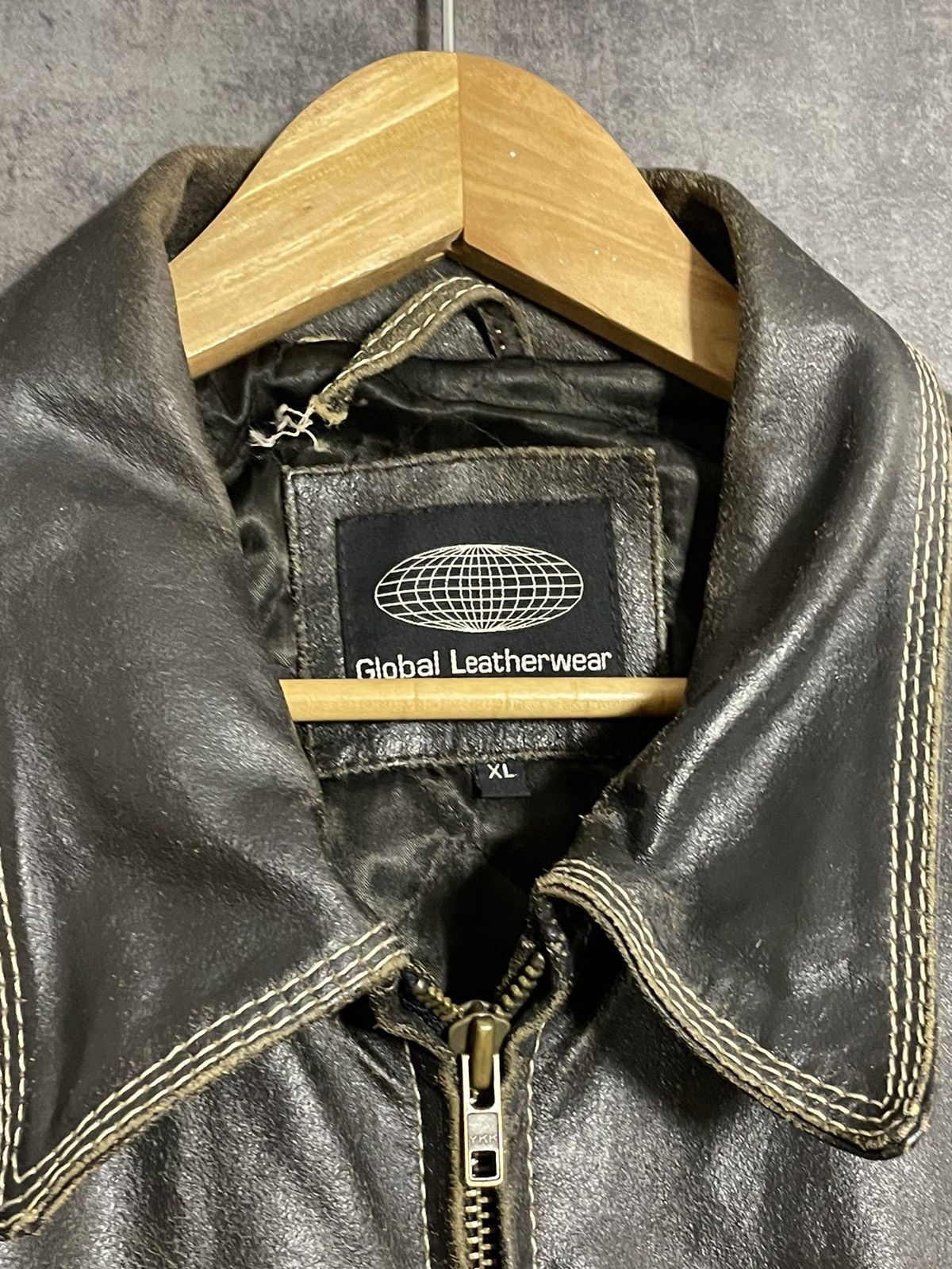 Leather Vintage 90s Faded Washed Leather Jacket Size US L / EU 52-54 / 3 - 18 Thumbnail