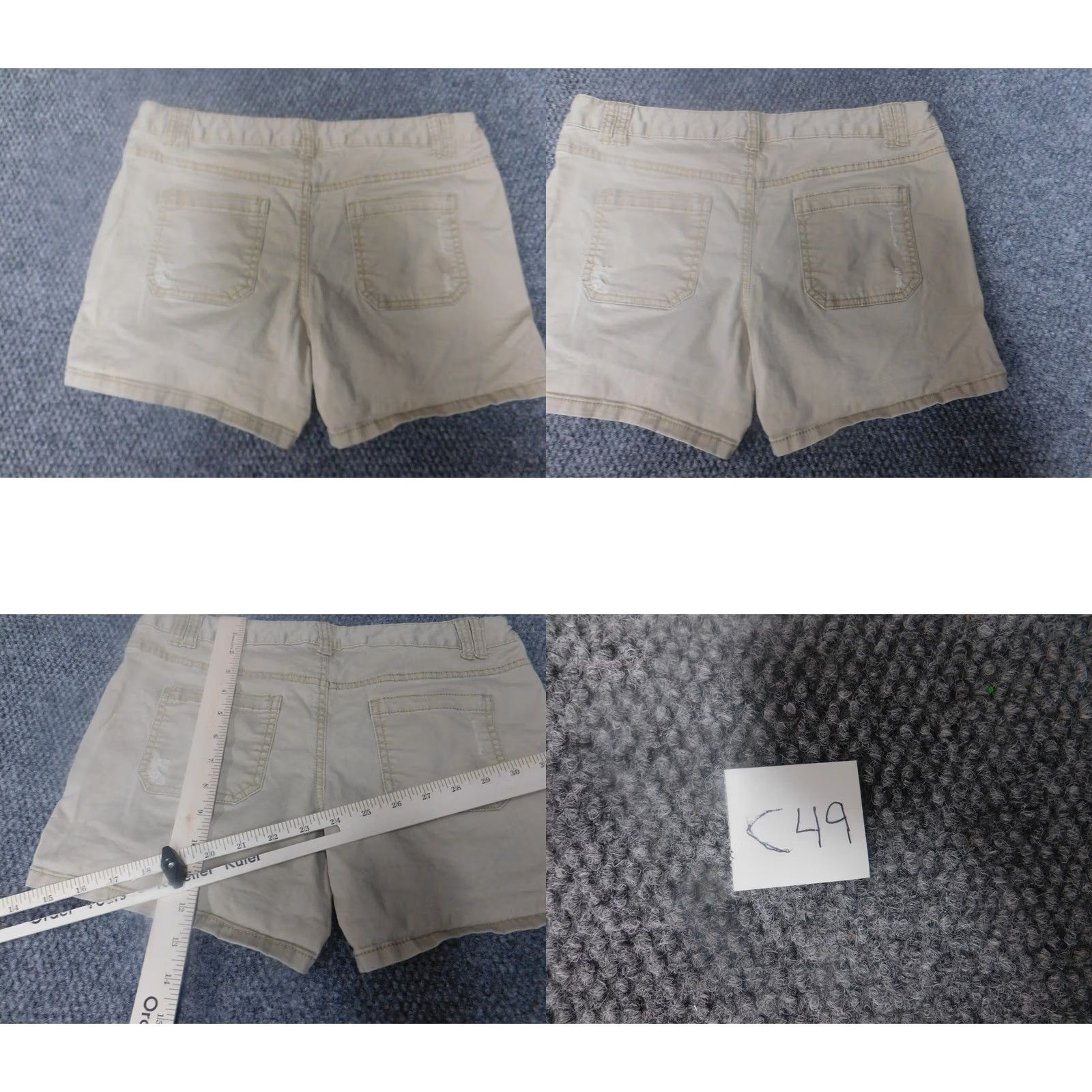 Mossimo Mossimo Womens Shorts 4 beige distressed Chino Knit Cotton Blend Zipper Flat Front Mid Rise Regular Casual Walking Womens Size 30" / US 8 / IT 44 - 8 Thumbnail