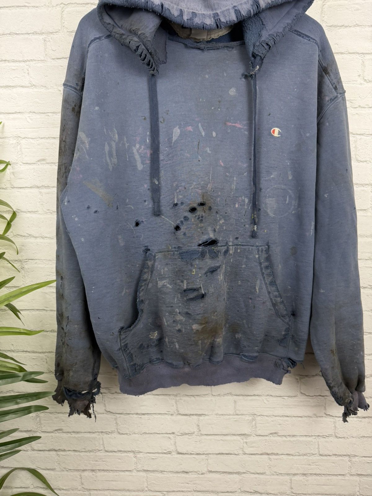 Champion (XL) APOCALYPTIC THRASHED OUT Faded Blue Champion Hoodie Size US XL / EU 56 / 4 - 6 Thumbnail