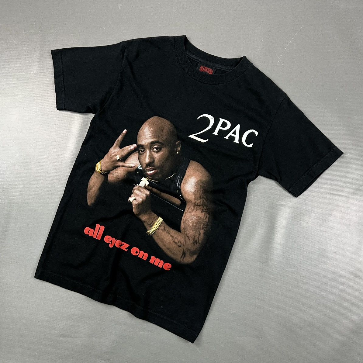 image of Rap Tees Vintage Tupac Shakur “2Pac” All Eyez On Me T Shirt in Black, Men's (Size Small)