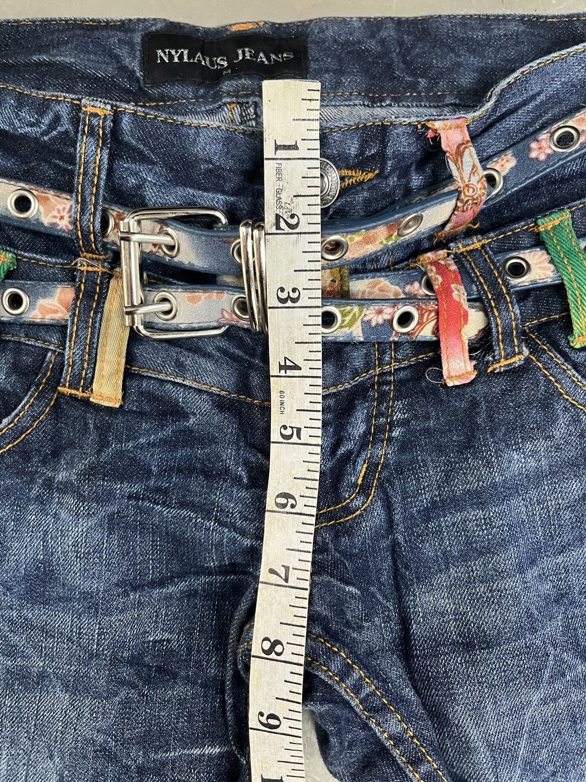 If Six Was Nine 2000s Nylaus Karakuri Double Waist Washed Denim Jeans Faded Size US 30 / EU 46 - 11 Thumbnail