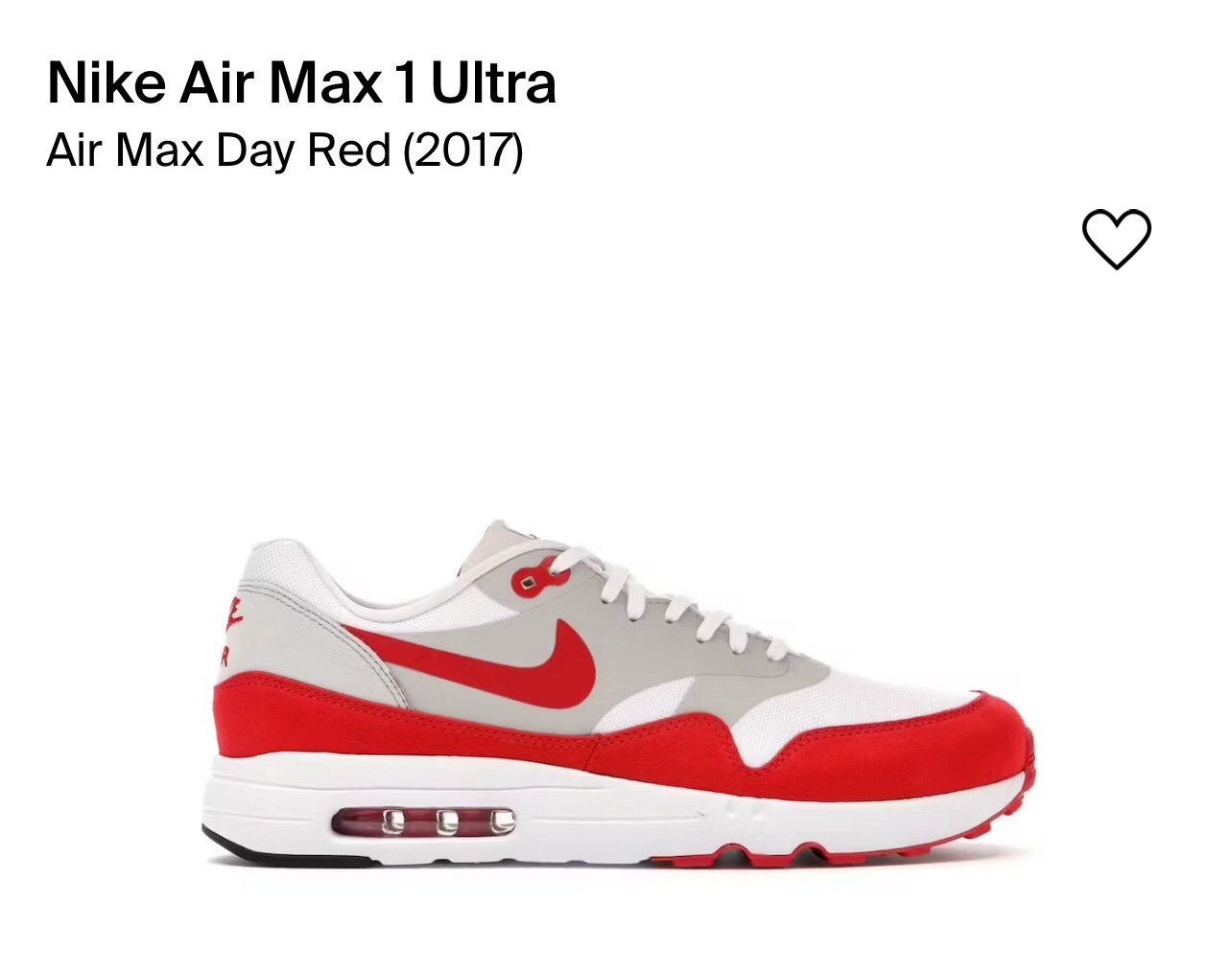 image of 2017 Nike Air Max 1 Ultra 2.0 Le 30Th Anniversary Size 12 Shoes in White, Men's