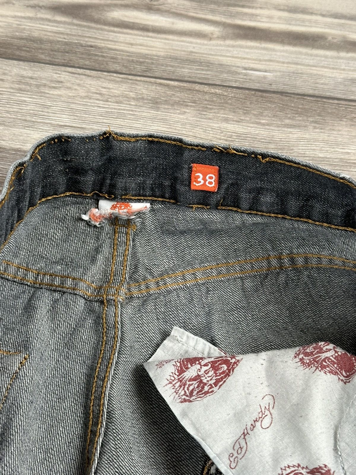 Ed Hardy Crazy Y2K Ed Hardy Embroidered Baggy Jeans Size US 38 / EU 54 - 6 Thumbnail