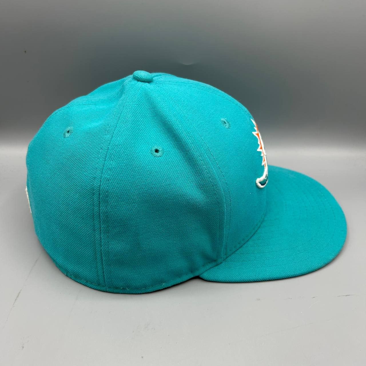 New Era Miami Dolphins Hat Men 7 1/2 Blue Orange NFL Fitted Cap Size ONE SIZE - 4 Thumbnail