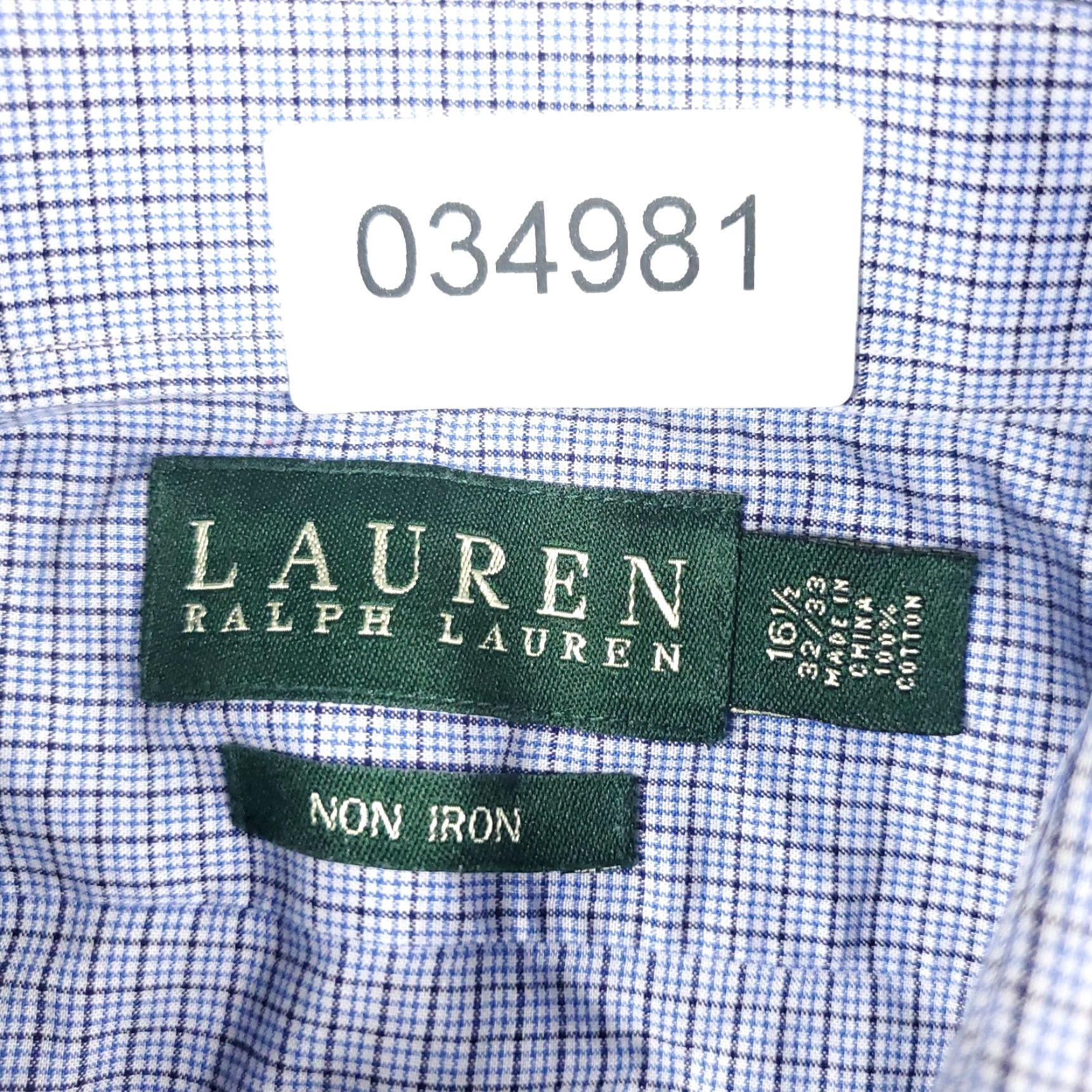 Ralph Lauren Ralph Lauren Shirt Men 16.5 Blue Plaid Dress Button-Down Long Sleeve Cotton Non-Iron Classic Modern Size 42R - 6 Thumbnail