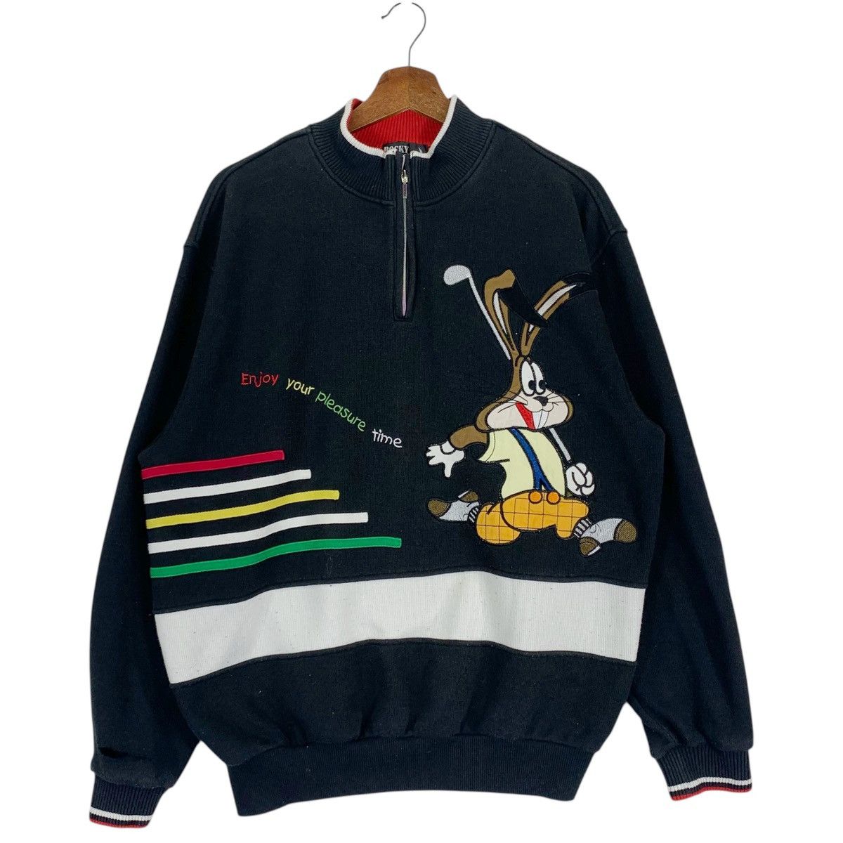 Vintage Vintage Rocky Rabbit Half Zip Sweatshirt Size US L / EU 52-54 / 3 - 1 Thumbnail