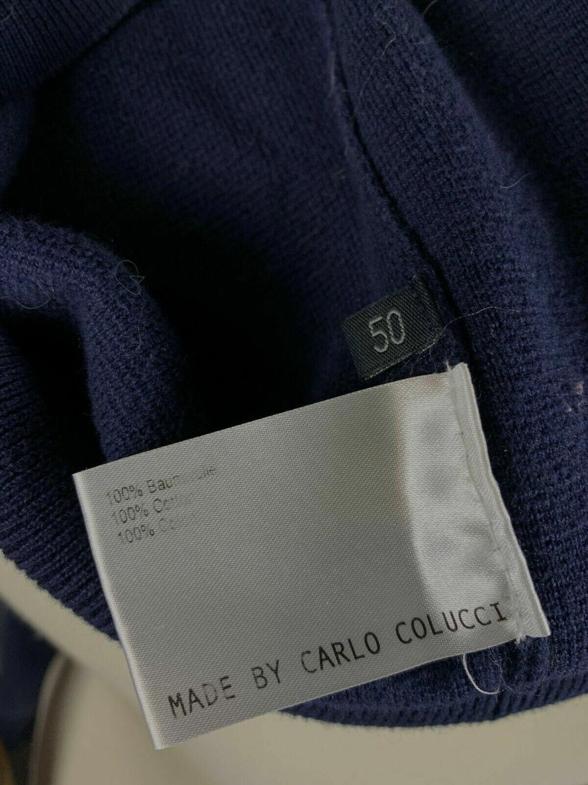 Carlo Colucci Men Carlo Colucci Blue V-Neck 100% Cotton Sweater Size 50 Size US M / EU 48-50 / 2 - 10 Thumbnail