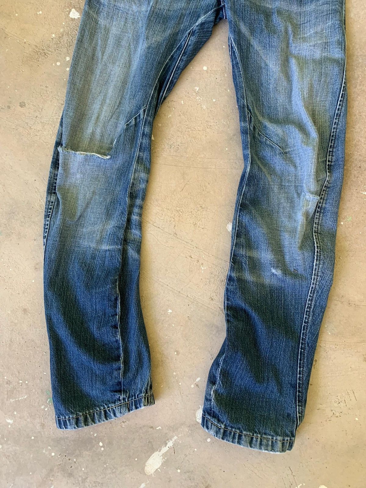 Japanese Brand Back Number Tokyo Curved 3D Distressed Denim Jeans Size US 30 / EU 46 - 3 Thumbnail