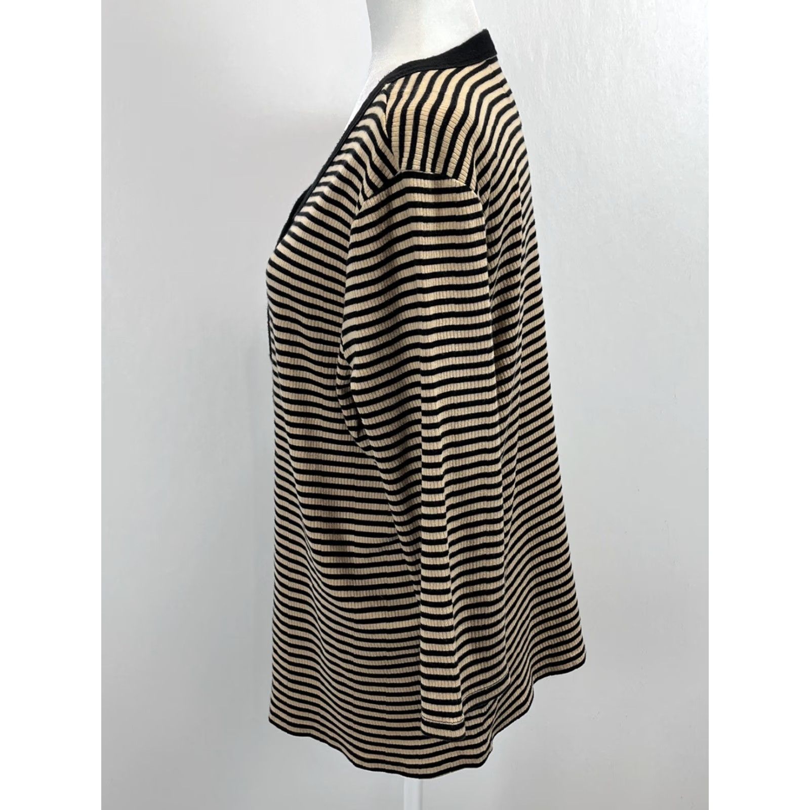 Ralph Lauren VINTAGE Ralph Lauren LRL Black Label Henley Shirt Plus Size 2X Black & Tan Ribbed Womens Size XXL / US 16-18 / IT 52-54 - 2 Thumbnail