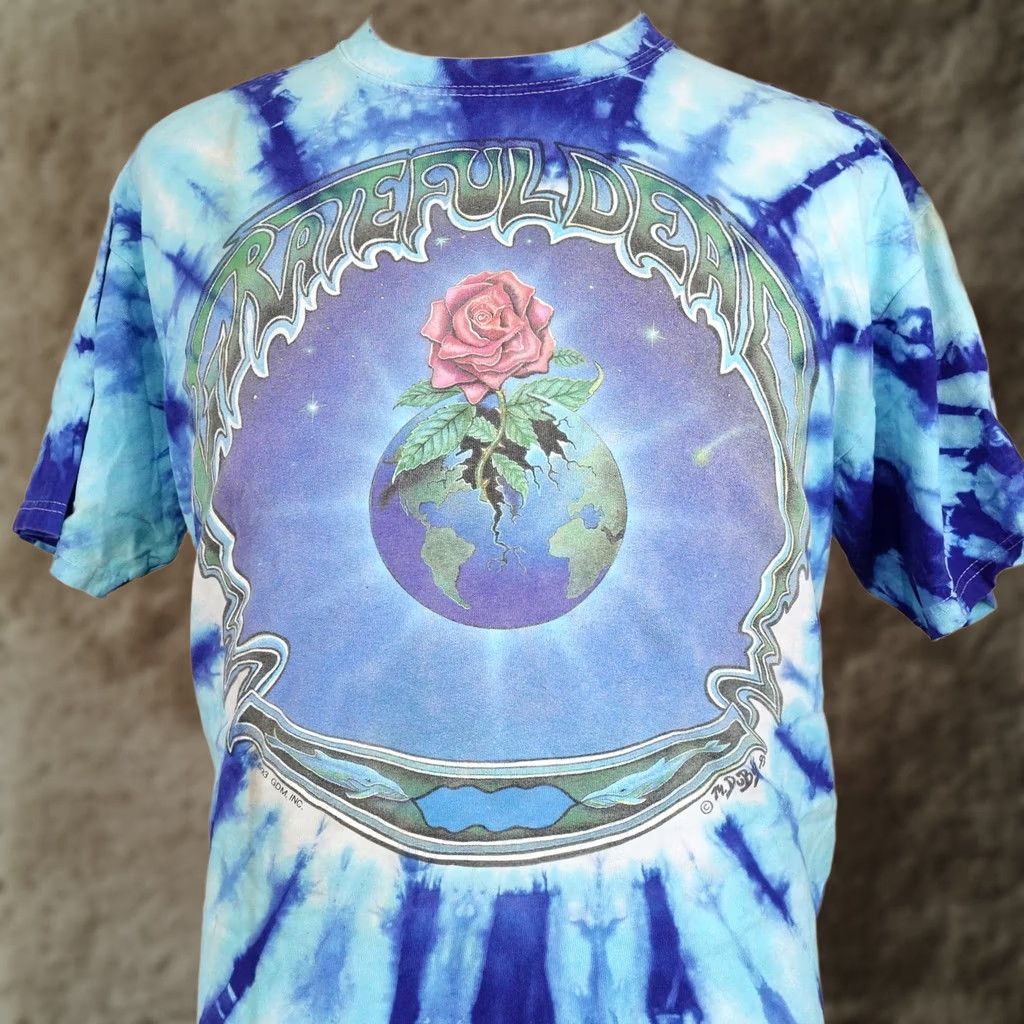 Anvil VINTAGE Grateful Dead Shirt Mens XL Blue Rose Earth Tie-Dye 1993 Graphic Tee Size US XL / EU 56 / 4 - 1 Thumbnail