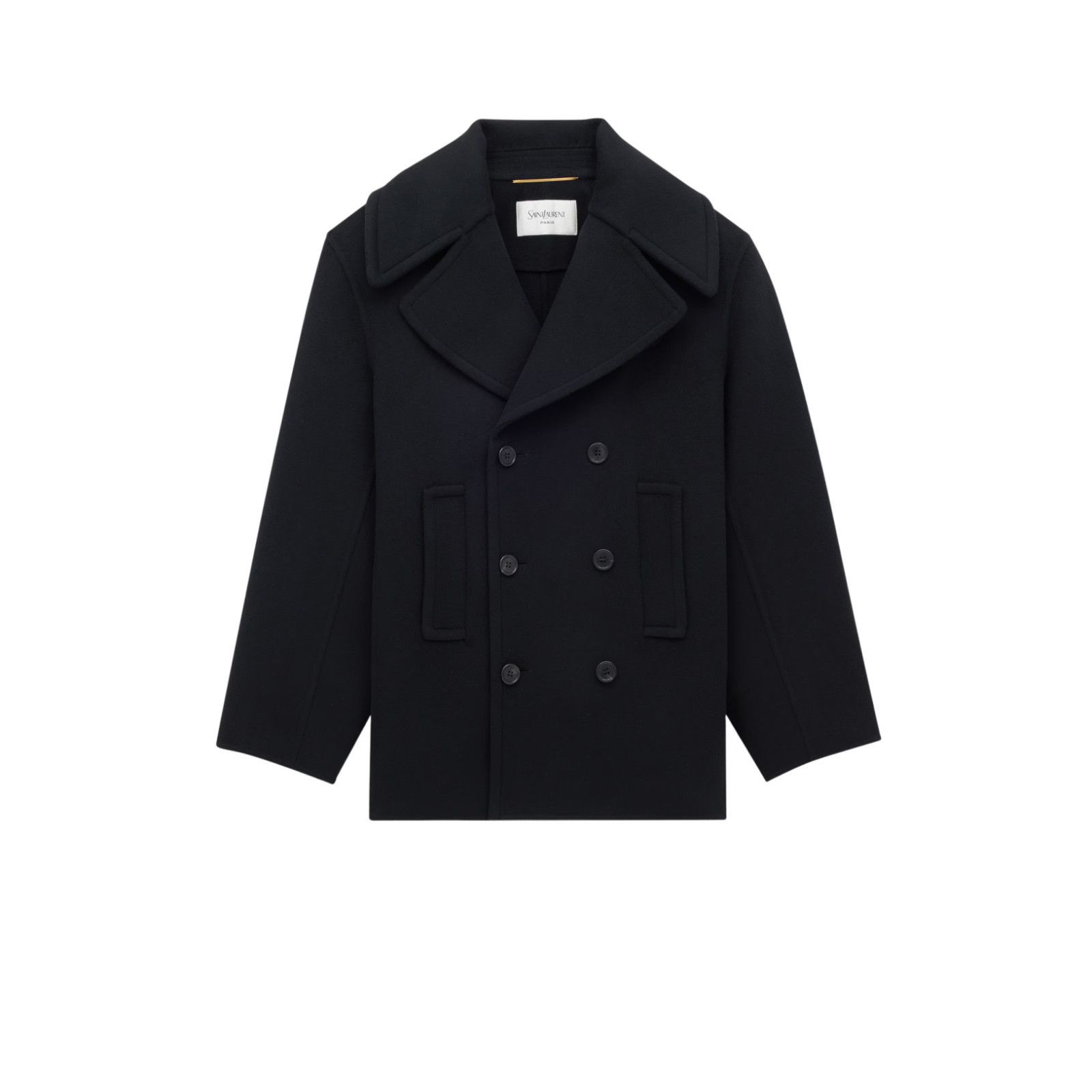 SAINT LAURENT $4700 Noir Profond Wool Coat New & Authentic (
