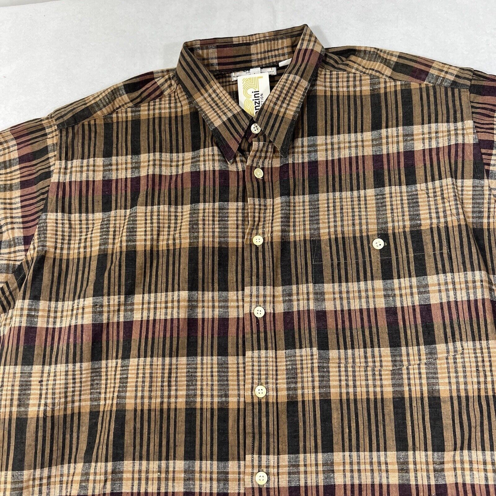Other Donzini Collection Linen Blend Plaid Striped Button Shirt Size US L / EU 52-54 / 3 - 2 Thumbnail