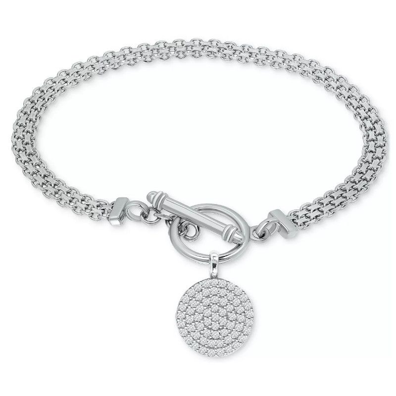 image of Giani Bernini Cz Pavé Disc Toggle Bracelet Sterling Silver, Women's