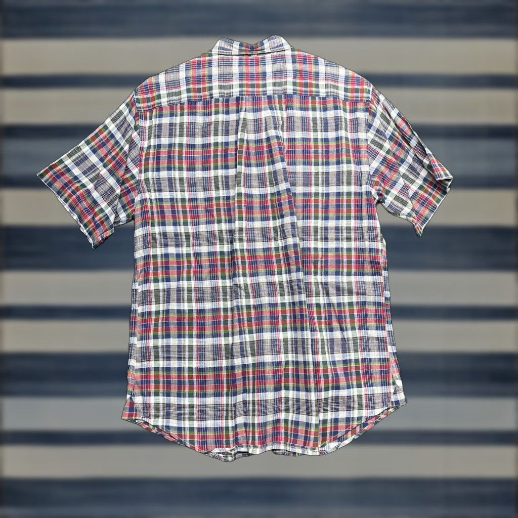Brooks Brothers VINTAGE Brooks Brothers Shirt Mens Large Linen Blend Plaid Short Sleeve Button Up Work Size US L / EU 52-54 / 3 - 1 Thumbnail