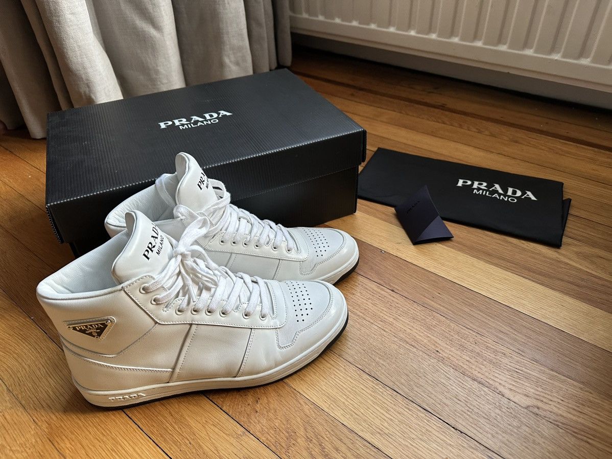 Prada Prada triangle logo Downtown Hi-Top Sneakers Size US 7 / EU 40 - 1 Thumbnail
