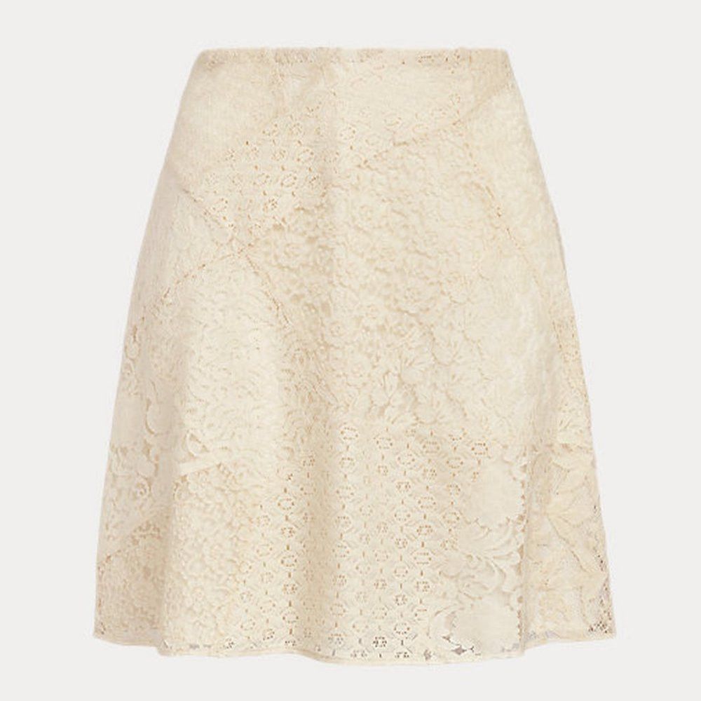 Ralph Lauren NWT New $195 Lauren Ralph Lauren Cream Patchwork Lace Skirt Size 38" / US 16 / IT 52 - 2 Thumbnail