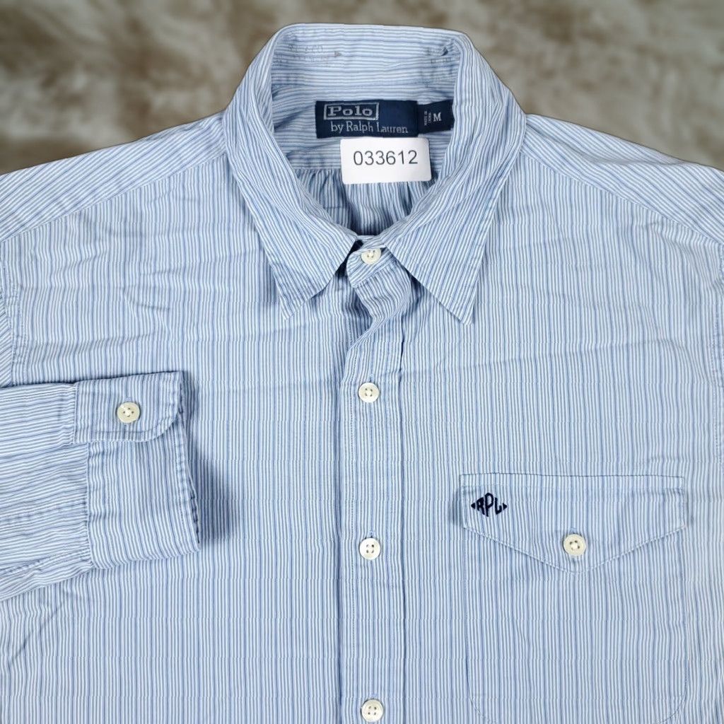 Ralph Lauren Ralph Lauren Blue Striped Button-Up Shirt Men's Medium Long Sleeve Classic Preppy Size US M / EU 48-50 / 2 - 1 Thumbnail