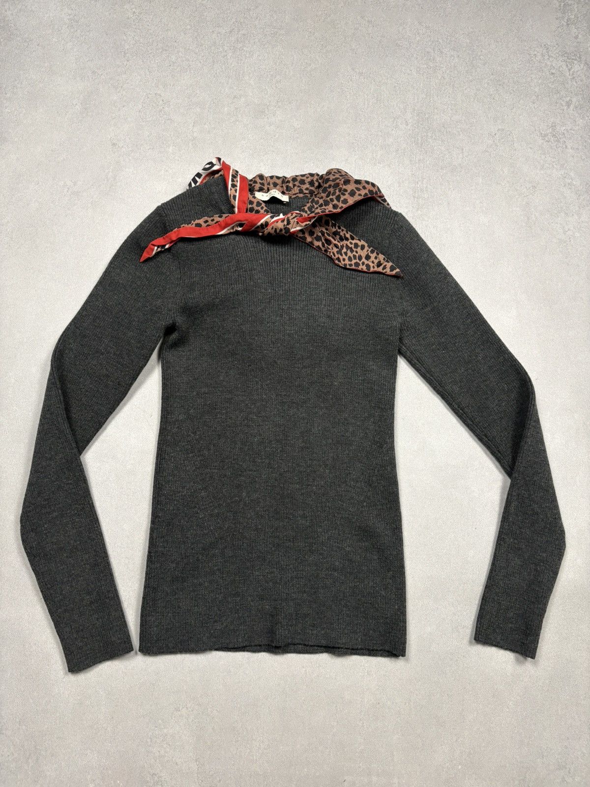 Sandro Sandro Paris Wool Blend Sweater With Silk Leopard Scarf Hood Size XS / US 0-2 / IT 36-38 - 2 Thumbnail