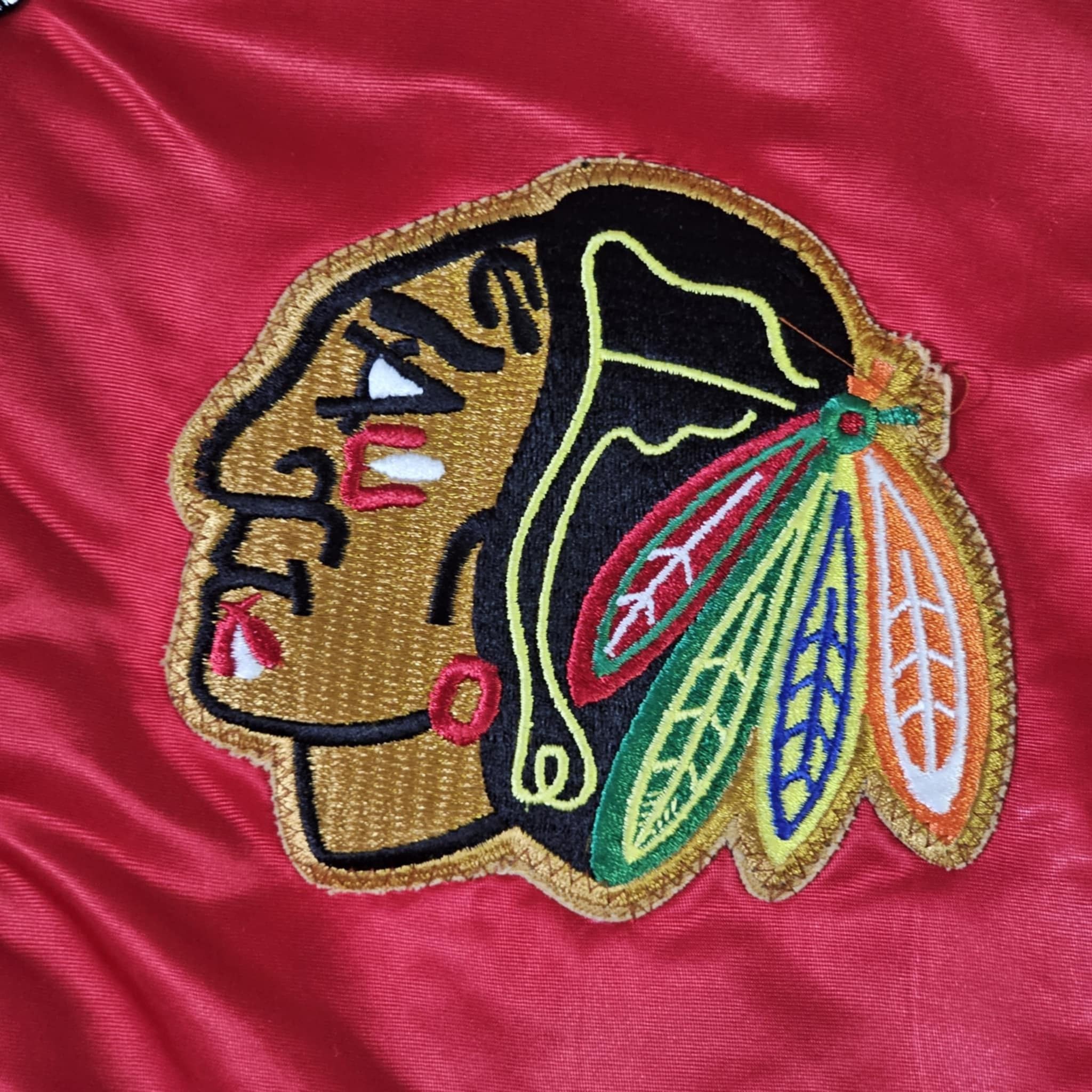 NHL × Starter × Vintage Chicago Blackhawks Vintage 80s Starter Satin Bomber Jacket Size US S / EU 44-46 / 1 - 4 Thumbnail
