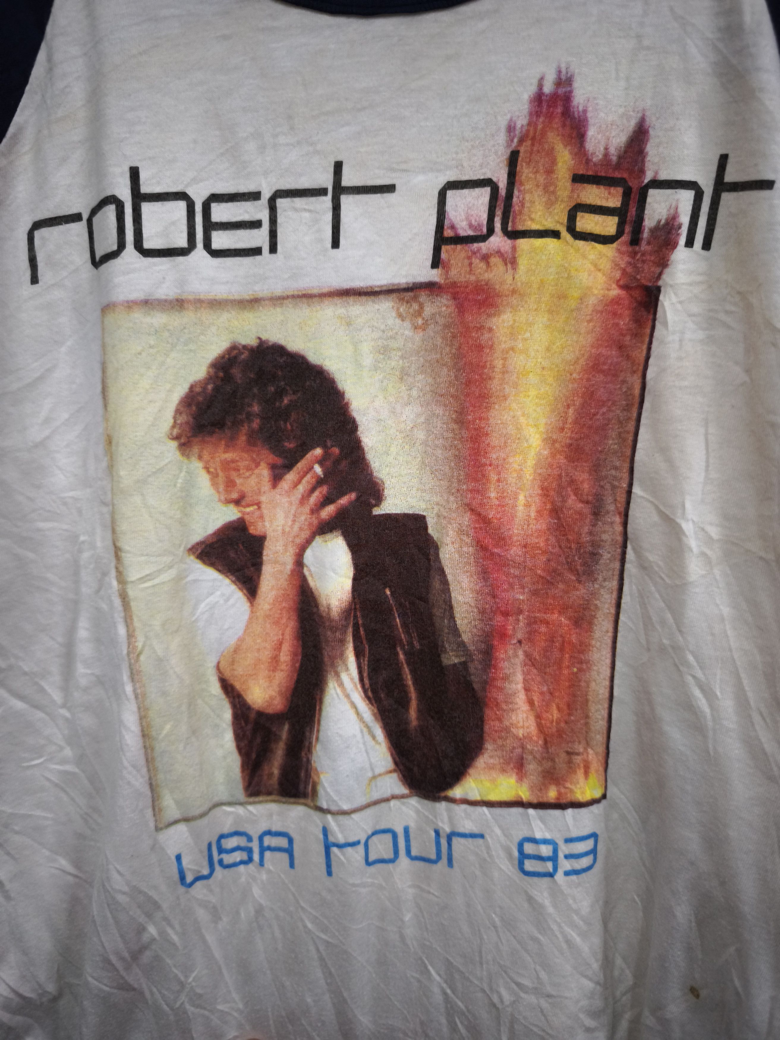 Band Tees × Led Zeppelin × Vintage Rare Vintage 80s Led Zeppelin Robert Plant 1983 Tour T Shirt Size US M / EU 48-50 / 2 - 2 Thumbnail
