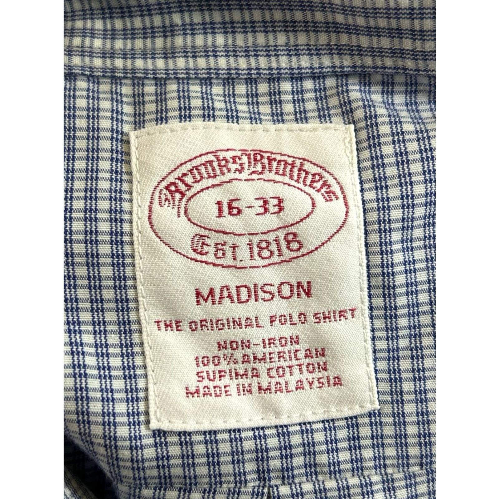 Brooks Brothers Brooks Brothers Dress Shirt Mens 16 Blue White Cotton Button Up Regular Size 16 Blue Plaid Vintage No Mens Size 42R - 3 Thumbnail