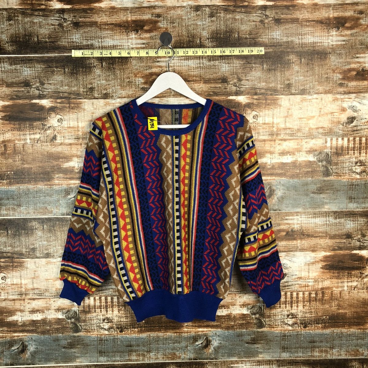 Homespun Knitwear × Japanese Brand Japan art vintage Brown Blue Knitwear #A1751 Size US S / EU 44-46 / 1 - 1 Thumbnail