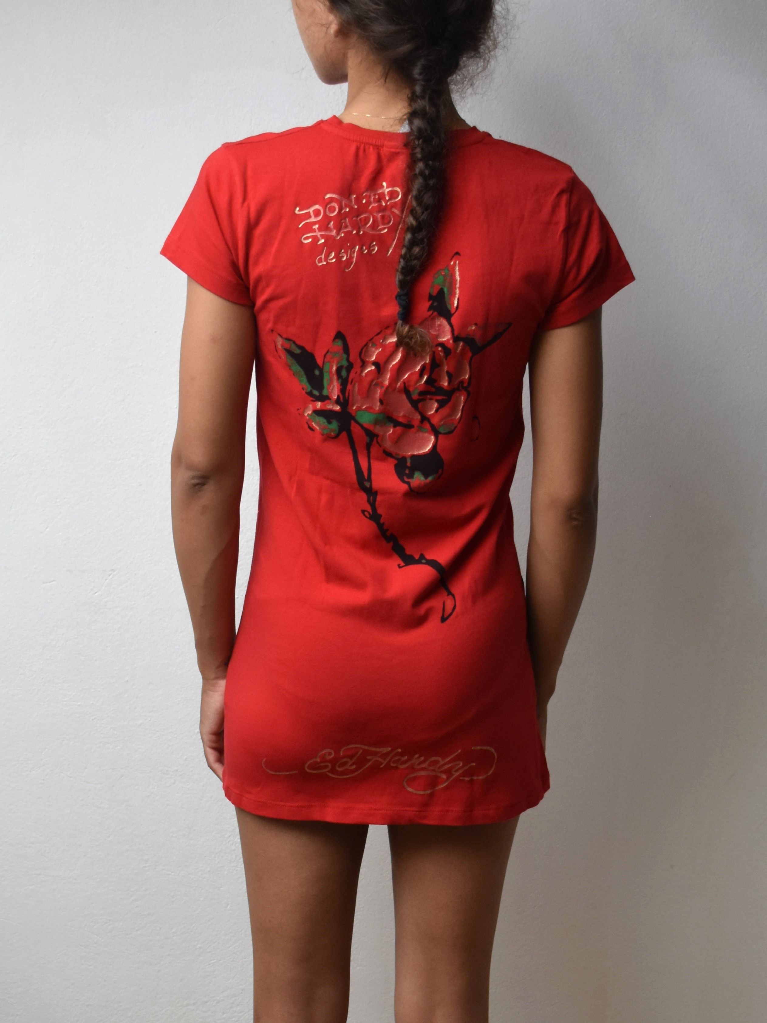 Christian Audigier × Ed Hardy × Vintage vintage Ed Hardy summer night dress t-shirt rose Size ONE SIZE - 1 Thumbnail