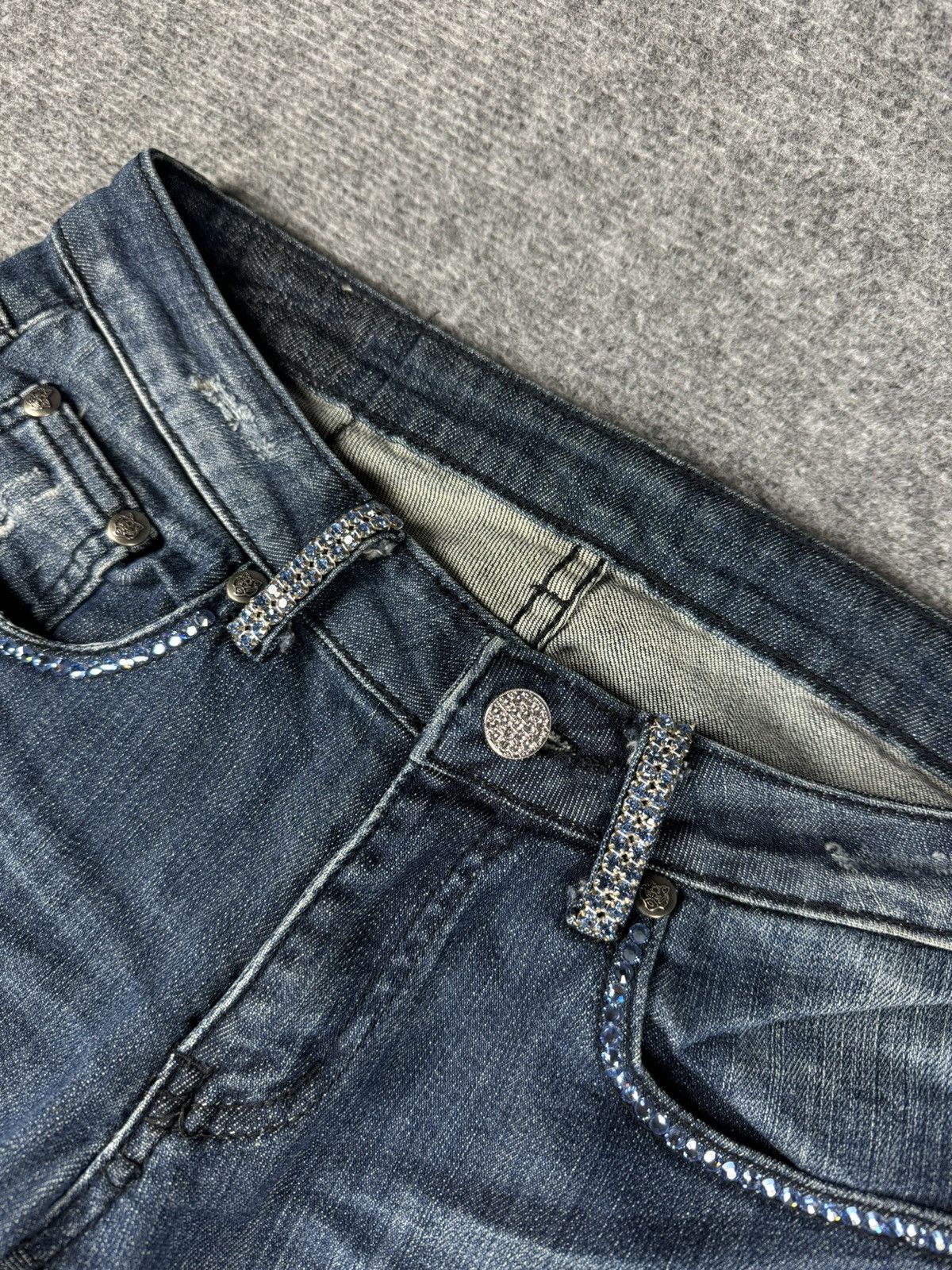 Japanese Brand Vintage flared jeans drip y2k diamond japan style Size 28" / US 6 / IT 42 - 7 Thumbnail