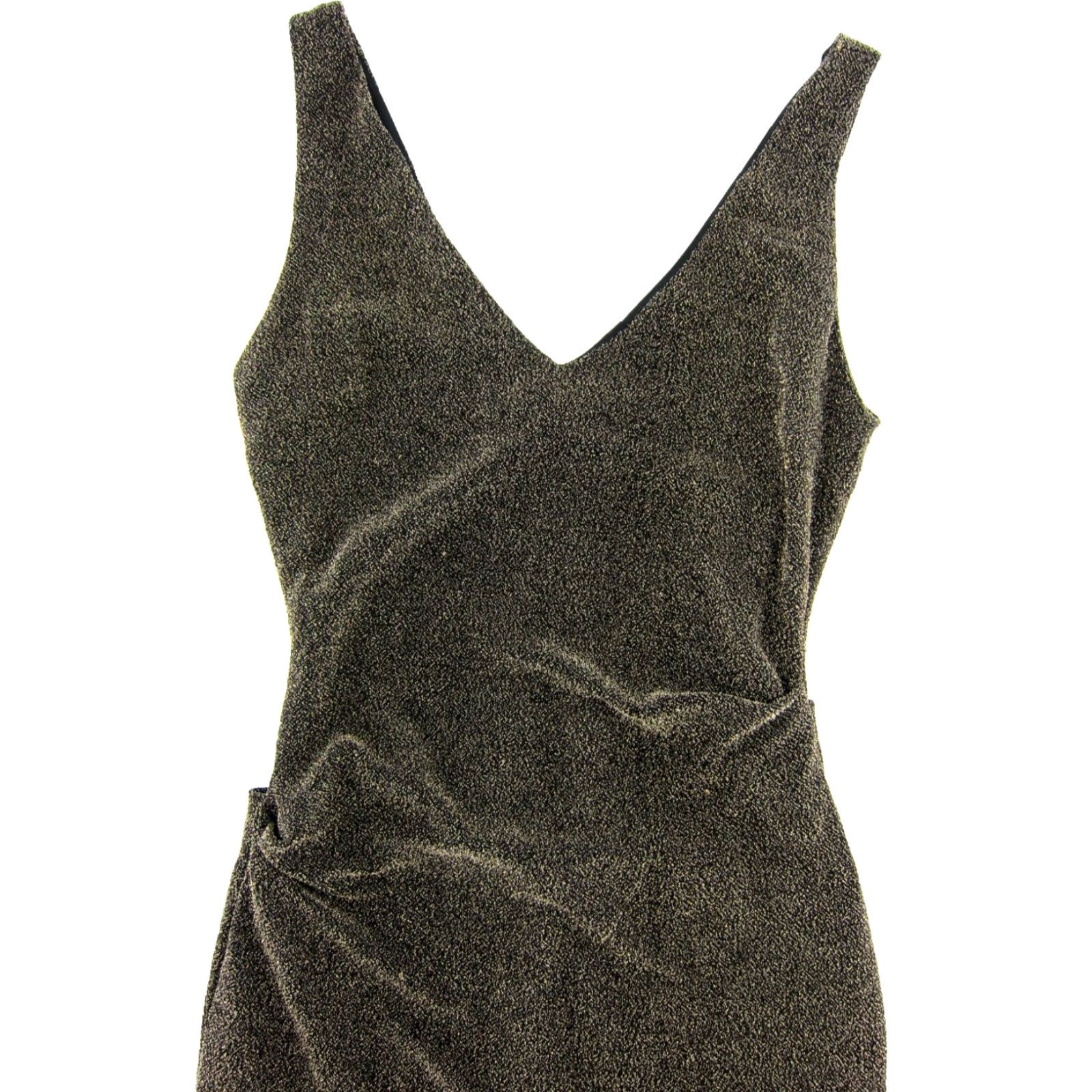 Vintage VINTAGE BISOU BISOU Metal/Gold Black Stretch V-Neck Bodycon Shift Tank Dress 10 Size L / US 10 / IT 46 - 4 Thumbnail