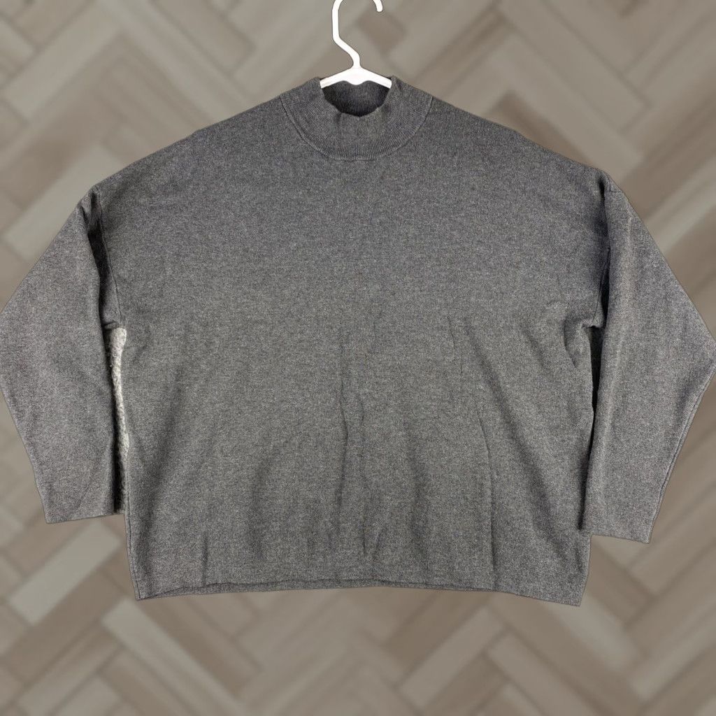 H&M VINTAGE H&M Women's Cropped Turtleneck Sweater Size L Gray Wool Blend Pullover Casual Winter 80s Style Size L / US 10 / IT 46 - 1 Thumbnail