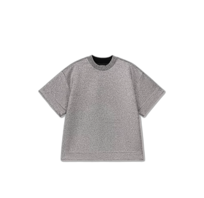 Jil Sander Silver Glitter Short Sleeve Sweatshirt Size US M / EU 48-50 / 2 - 1 Thumbnail