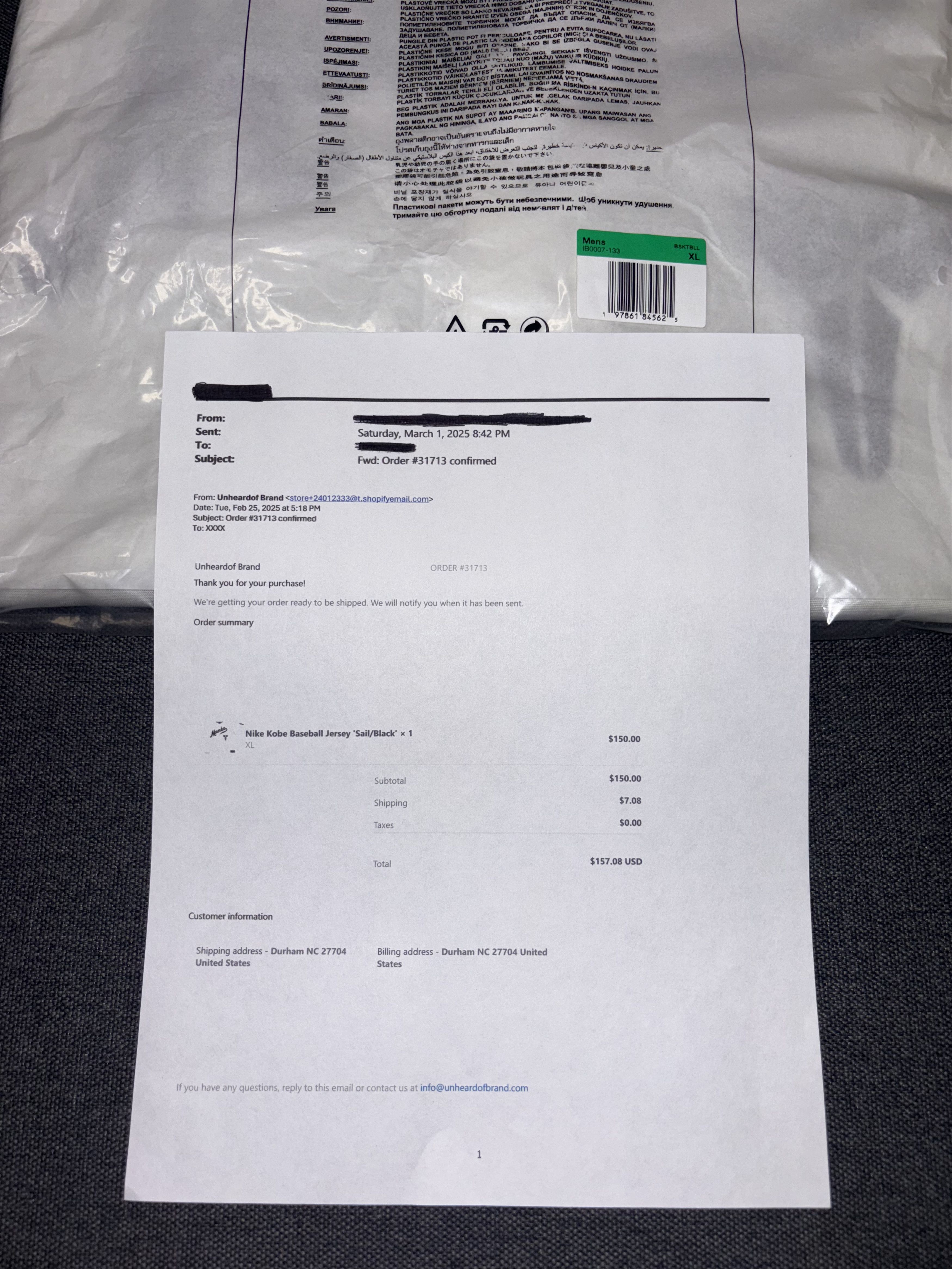 Nike Nike Kobe Bryant Mamba Baseball Jersey White XL IB0007