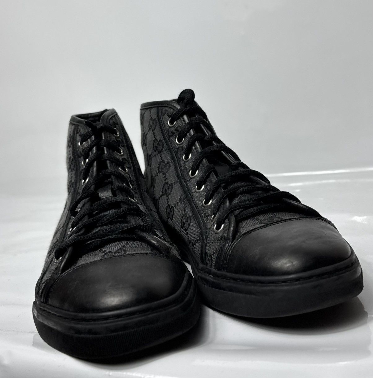 Gucci Gucci GG Monogram Black High Top Canvas Sneakers Size US 6.5 / EU 39-40 - 6 Thumbnail