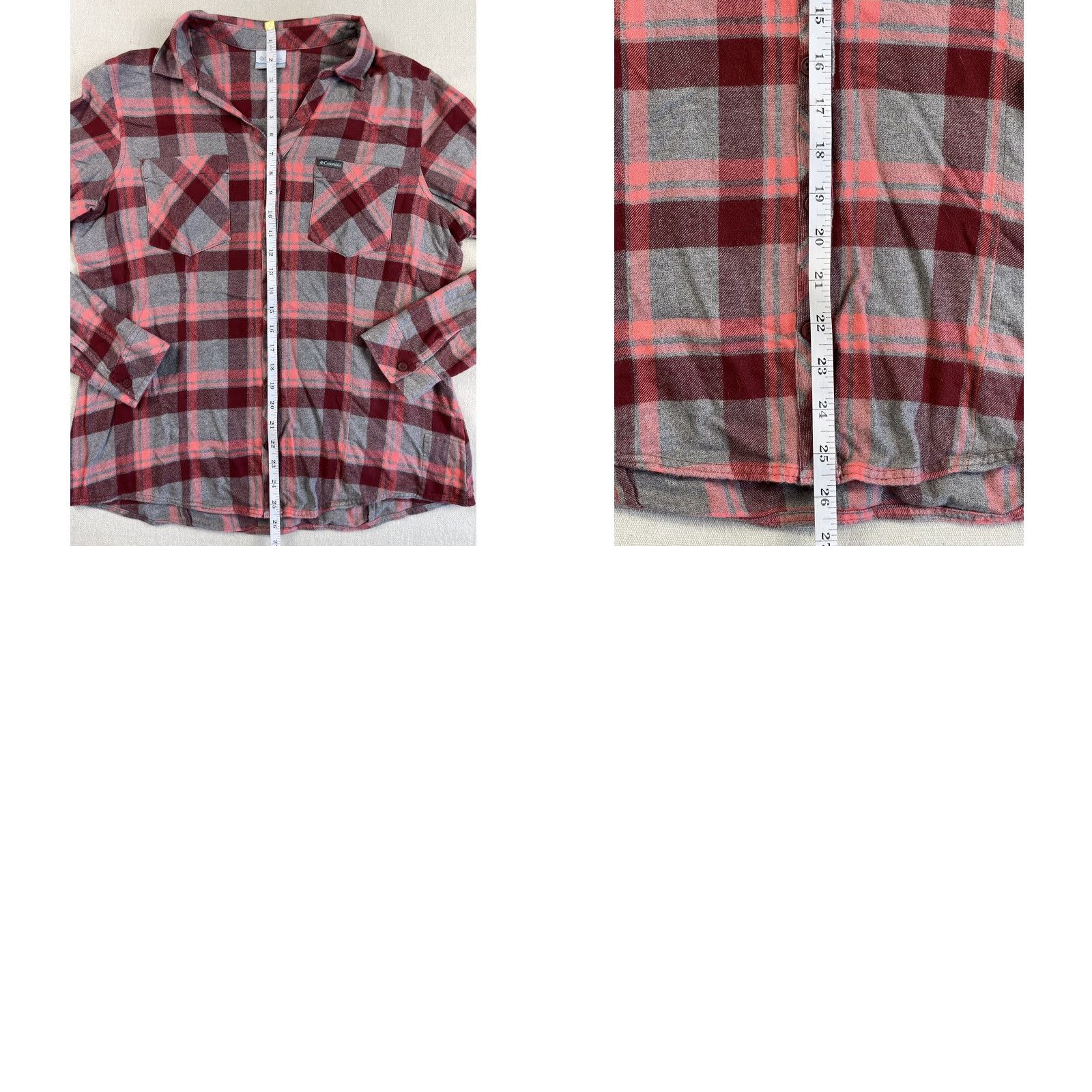 Pinko COLUMBIA Womens Flannel Plaid Shirt Button-Up Long Sleeve Size L Soft Pink Gray Red Outdoor Casual Size L / US 10 / IT 46 - 8 Thumbnail