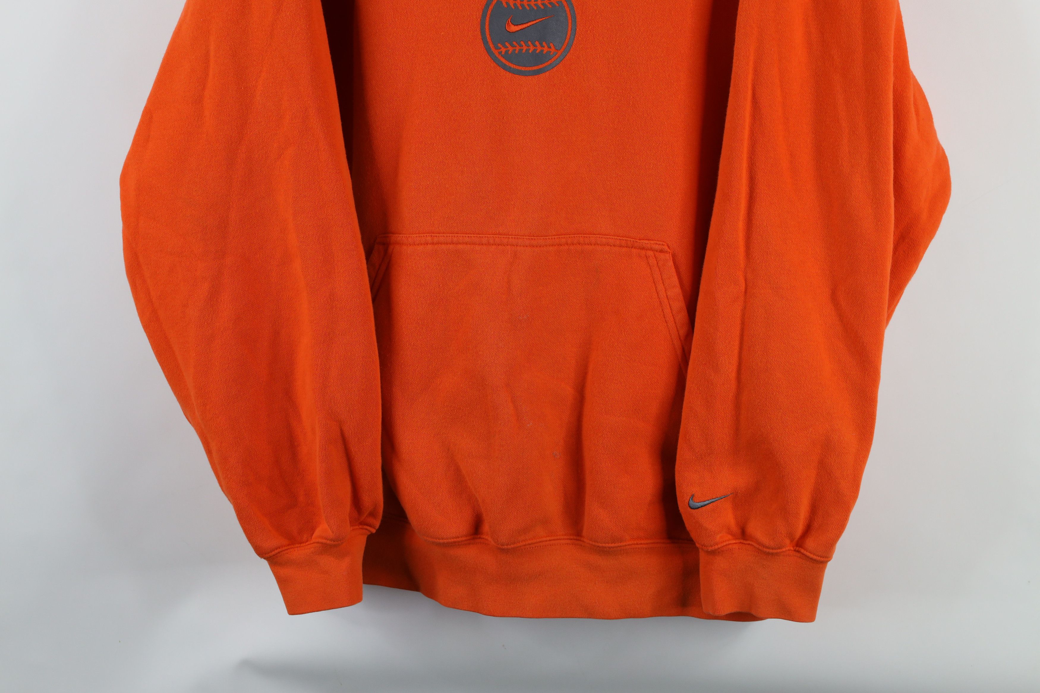 Nike × Vintage Vintage Nike Baseball Scott Center Swoosh Hoodie Orange Size US M / EU 48-50 / 2 - 3 Thumbnail