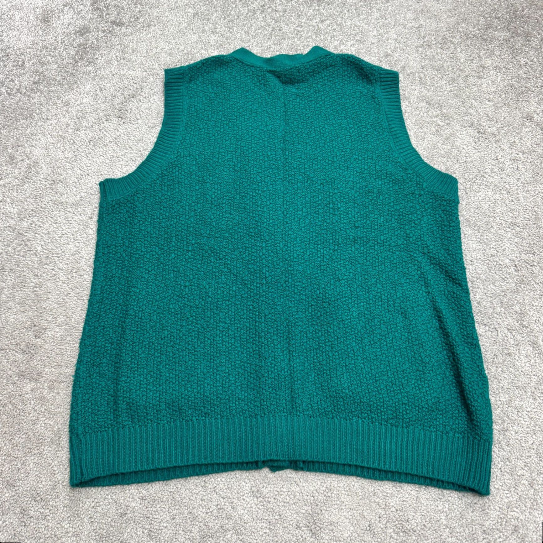Vintage National Sweater Vest Women L Green Acrylic Button Front V-Neck Knit Size L / US 10 / IT 46 - 2 Thumbnail