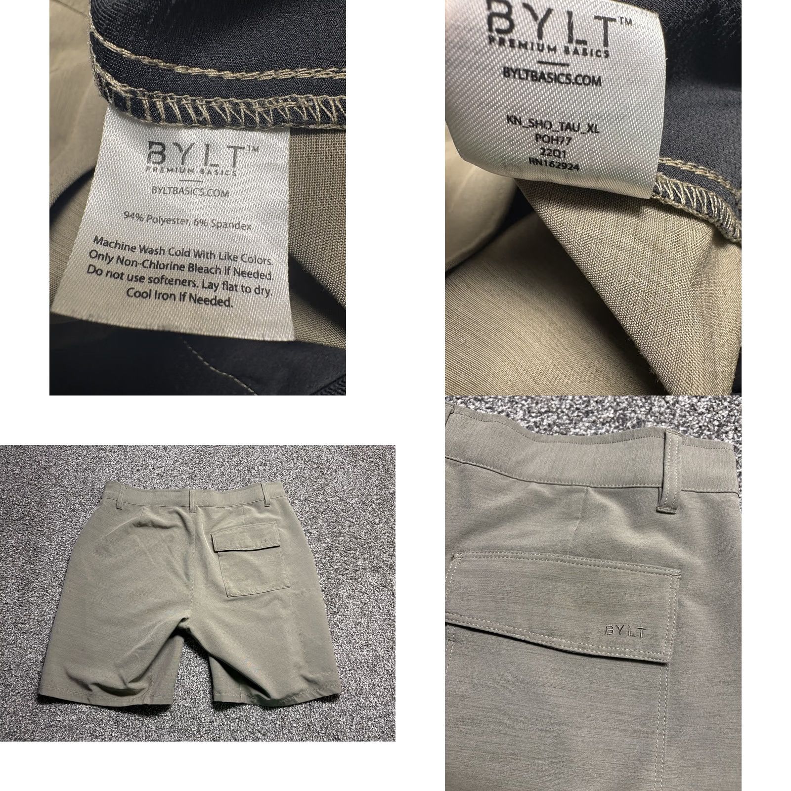 Vintage BYLT Kinetic Shorts Mens XL Heather Beige Golf Stretch Magnetic Pocket Casual Chino 9in Inseam Athletic Pockets Logo Size US 36 / EU 52 - 8 Thumbnail