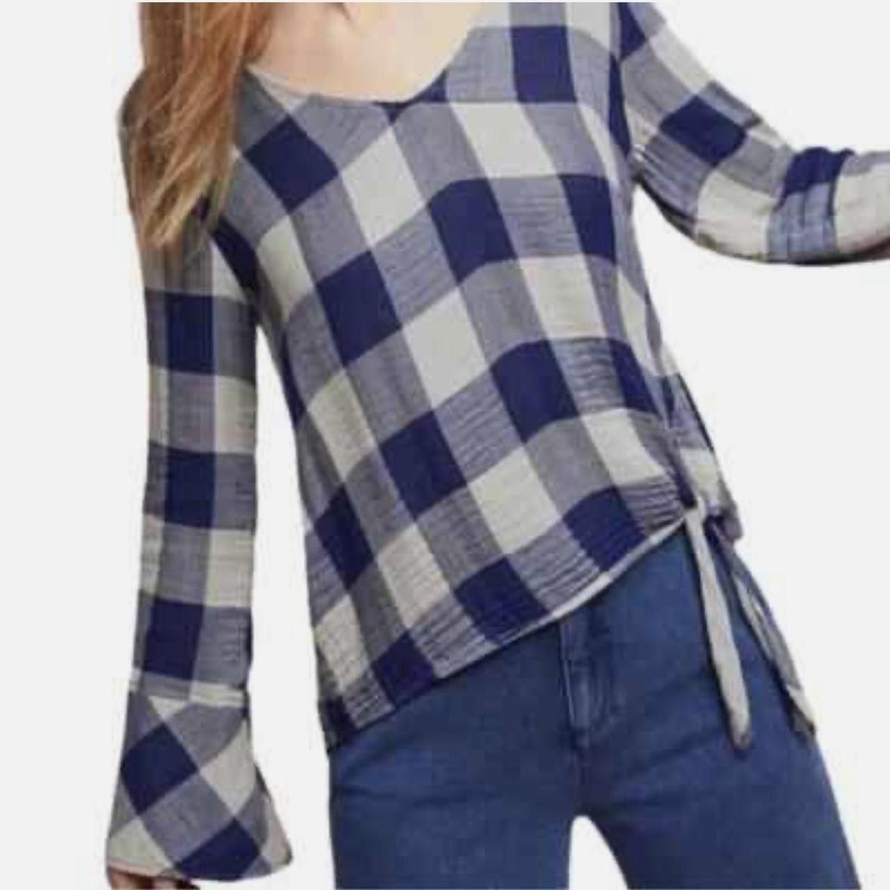 Anthropologie Anthropologie Cloth and Stone Plaid Front Tie Top Blouse Size L / US 10 / IT 46 - 1 Thumbnail