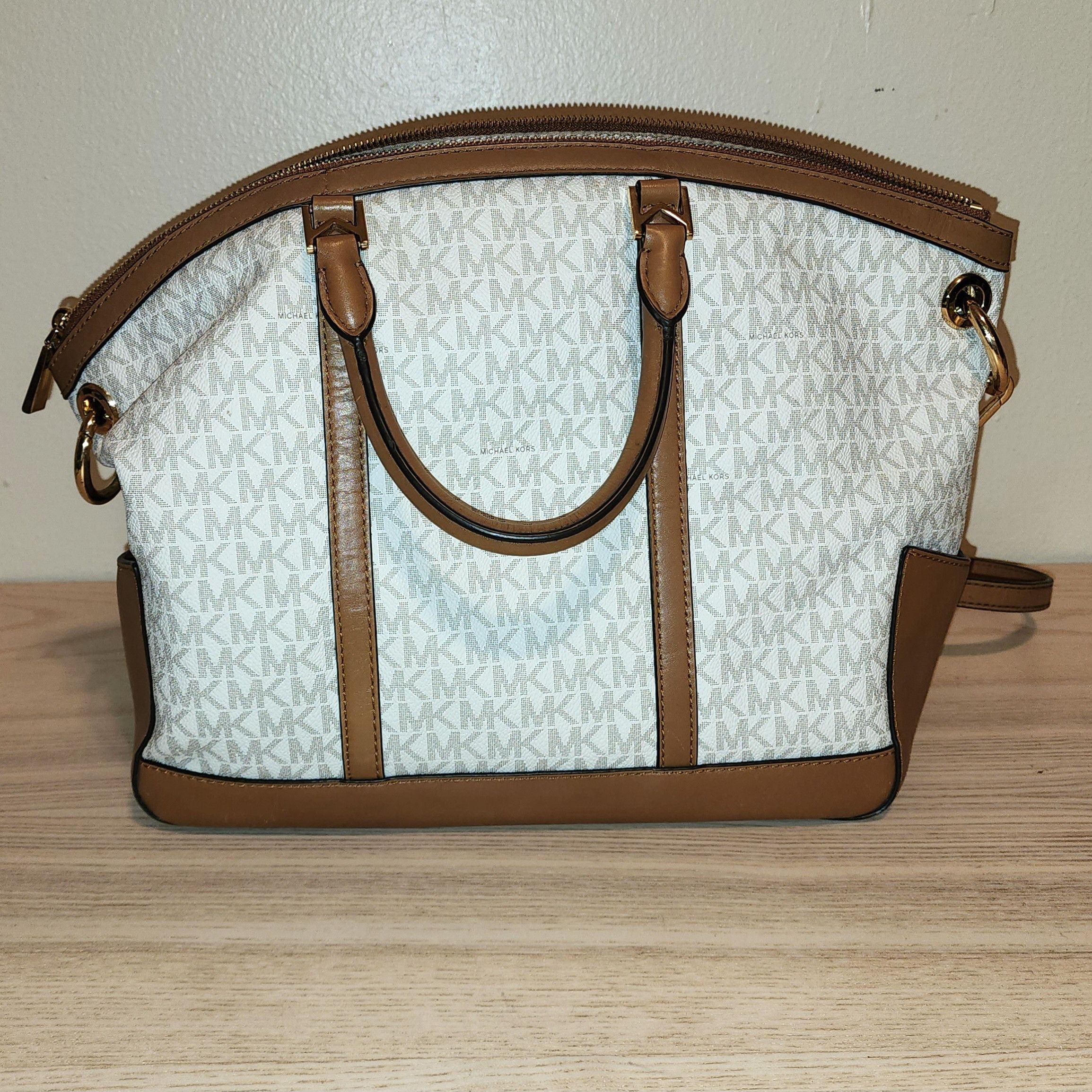 Michael Kors Michael Kors Signature Beckett Lg Satchel Acorn Vanilla Bag Size ONE SIZE - 1 Thumbnail