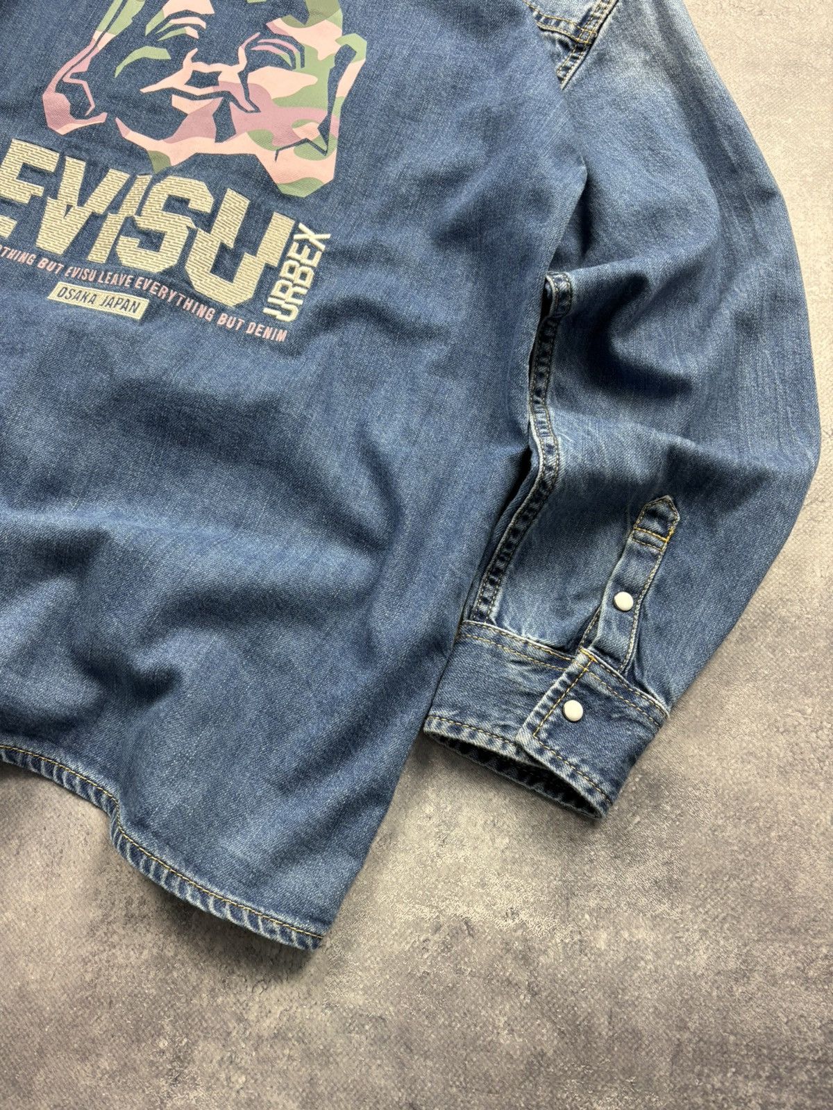 Evisu EVISU Vintage Big Logo Osaka Japan Streetwear Denim Shirt Size US S / EU 44-46 / 1 - 5 Thumbnail